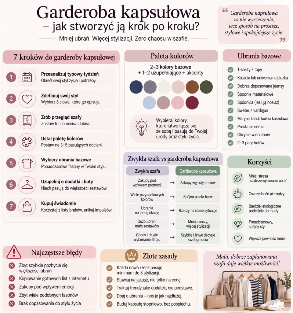 Garderoba kapsułowa krok po kroku: od porządków do gotowych zestawów