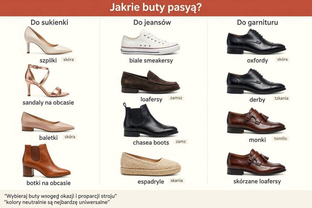 Jakie buty pasują do sukienki, jeansów i garnituru?