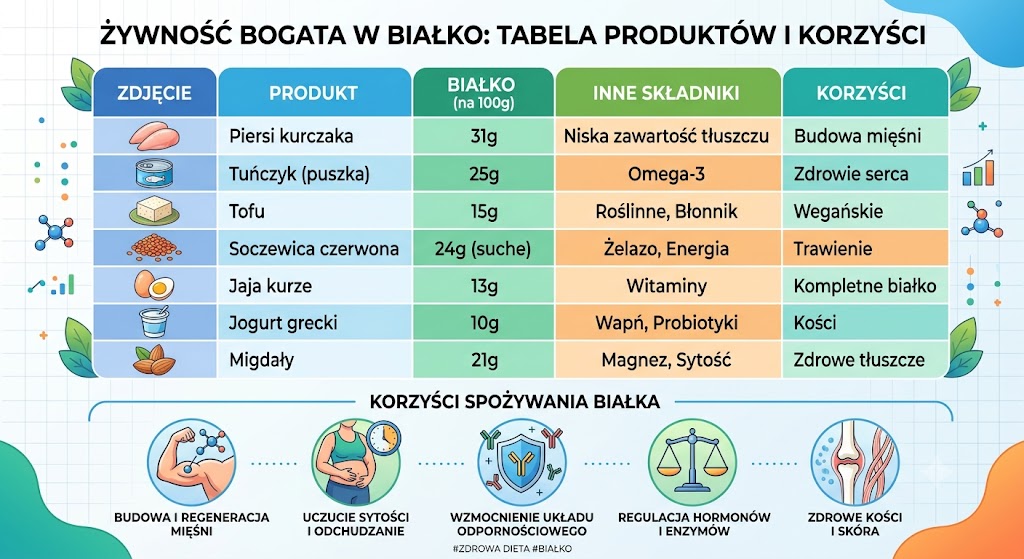 Co ma dużo białka? Lista produktów z tabelą