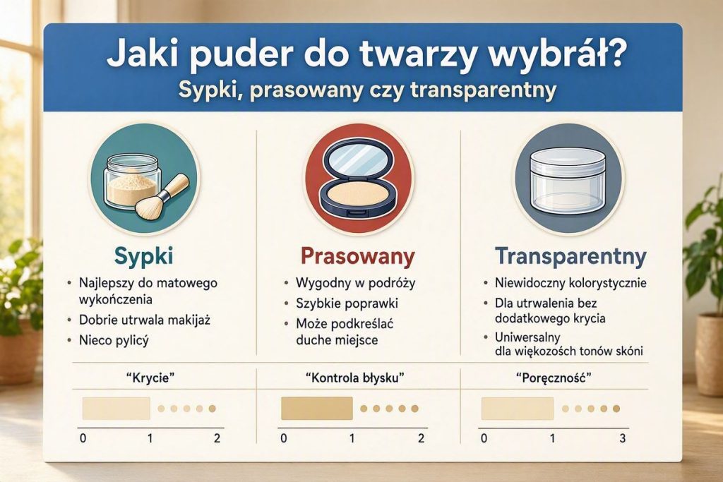 Jaki puder do twarzy wybrać? Sypki, prasowany czy transparentny