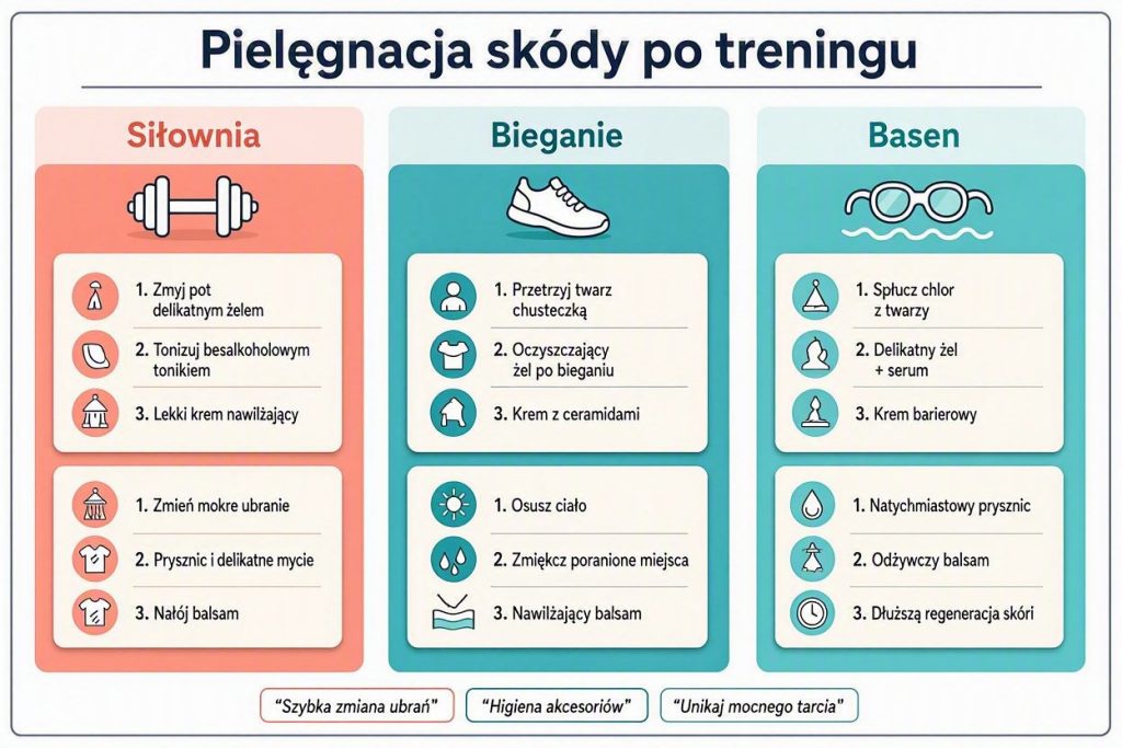 Jak dbać o skórę po treningu? Pielęgnacjatwarzy i ciała po siłowni, bieganiu i basenie