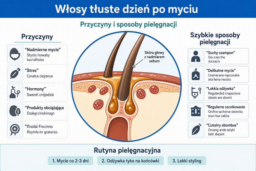Włosy tłuste dzień po myciu – przyczyny i sposoby pielęgnacji