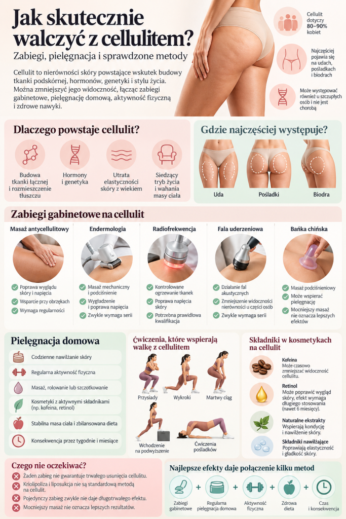 Jak skutecznie walczyć z cellulitem? Zabiegi gabinetowe i pielęgnacja domowa