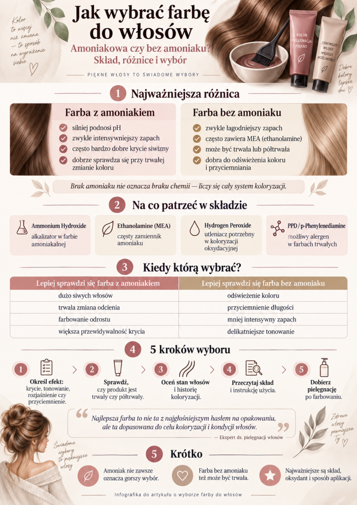 Farba do włosów z amoniakiem czy bez? Różnice w składzie i działaniu