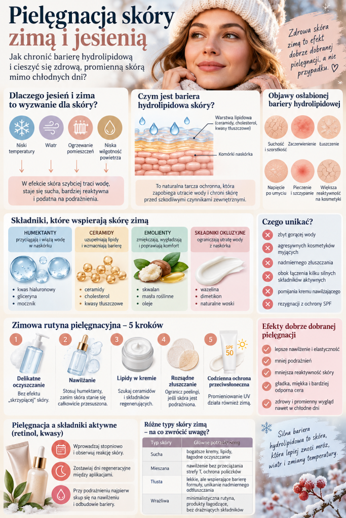 Pielęgnacja skóry zimą/jesienią: Jak chronić barierę hydrolipidową skóry podczas chłodnych miesięcy?